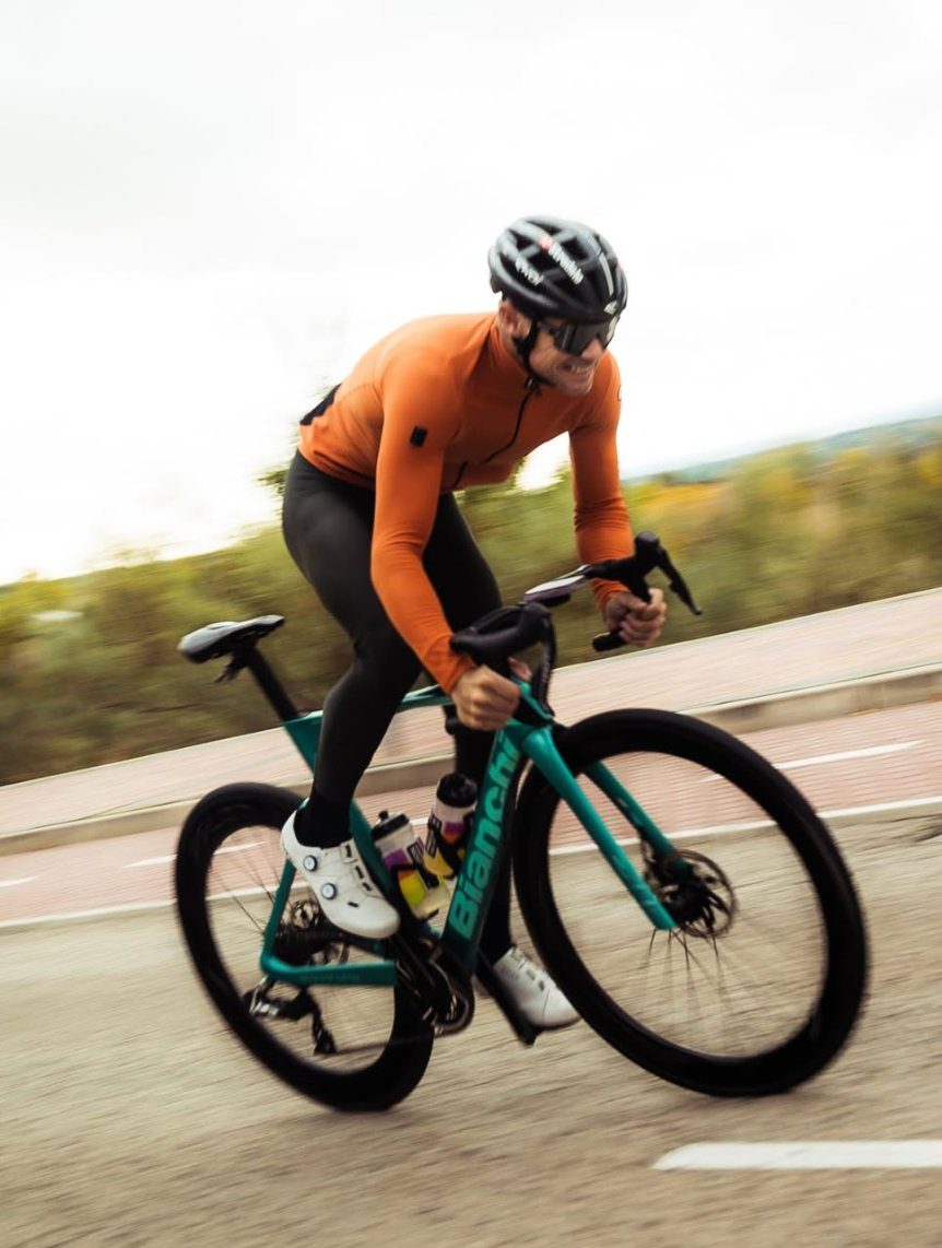 Bianchi road bike in action